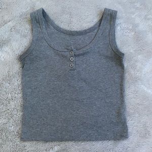 Shein solid button rib-knit tank top.